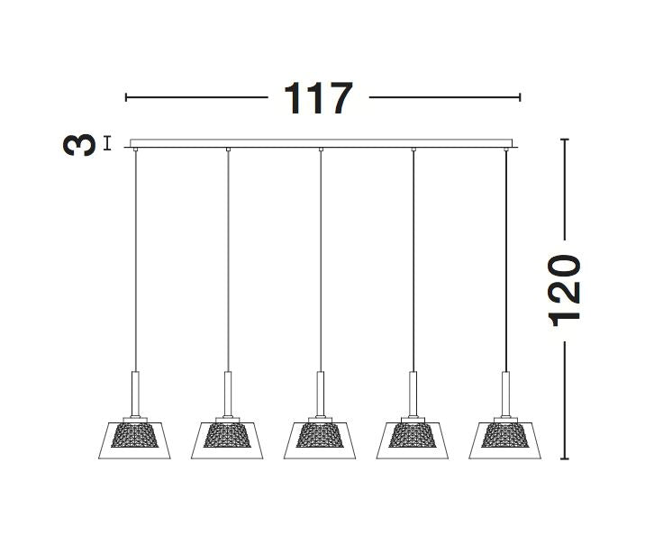 Suspension Boccale 5 lumières chromée, verre (1300301306)