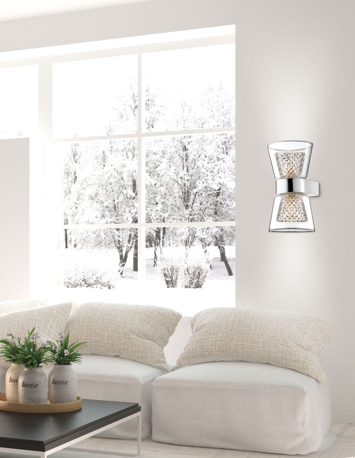 Applique murale Boccale 2 lumières chromée, verre