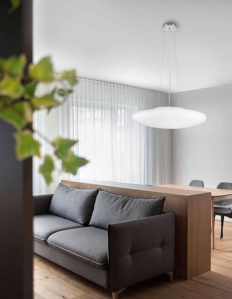 Suspension Pressione 4 lumières chromée, verre