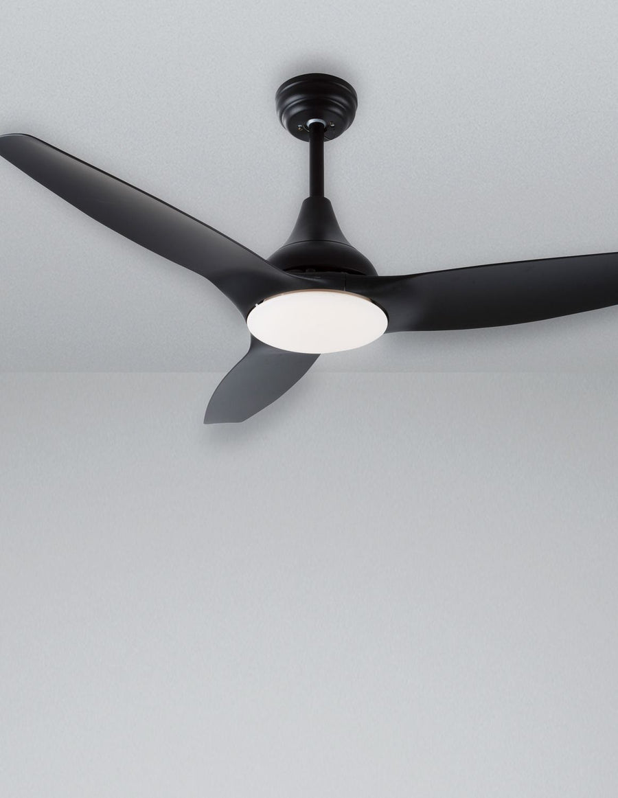 Ventilateur de plafond lumineux Samoa noir, verre