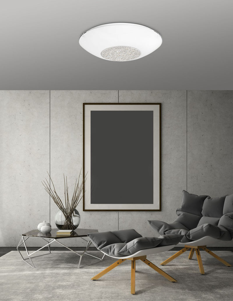 Plafonnier ERA 2 lumières blanc, cristal