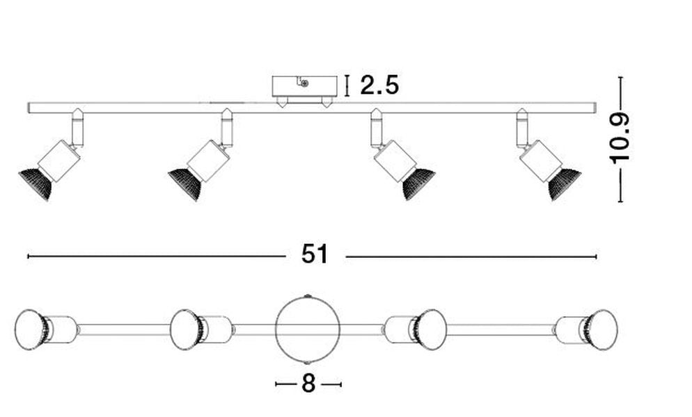 Plafonnier Base 4 lumières nickel