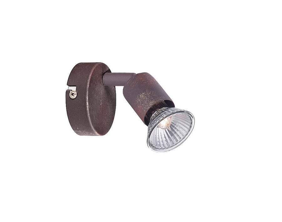 Produit de face sur fond blanc, base ronde et tête cylindrique orientable