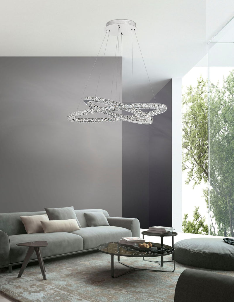Suspension Celine chromée, cristal (7403001)