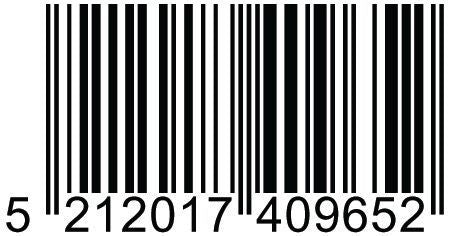 Code-barres du produit avec numéro d'identification et chiffres noirs.
