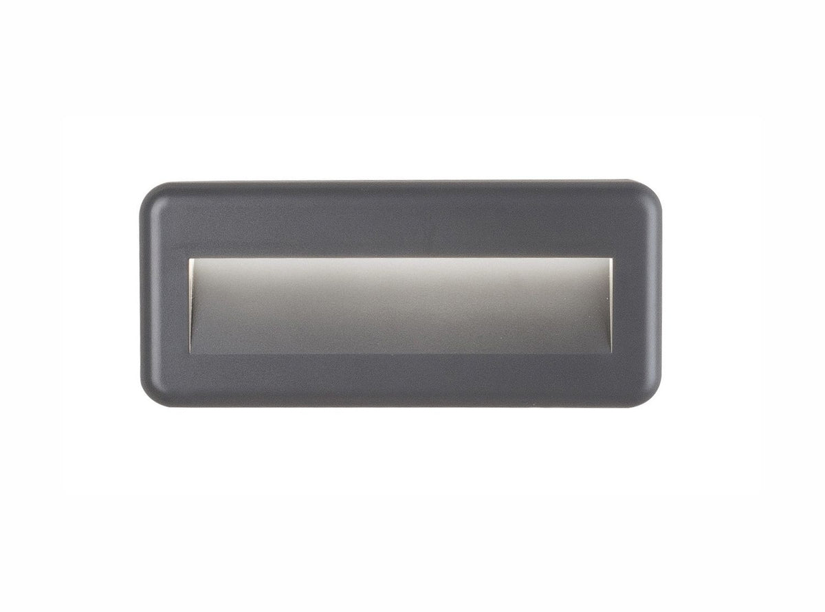 Vue de face de l'applique rectangulaire grise avec diffuseur horizontal lumineux.