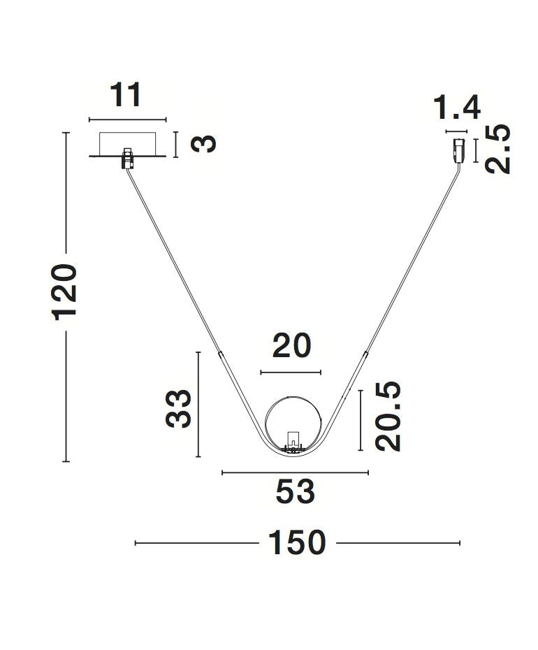 Suspension Vitton dorée, verre