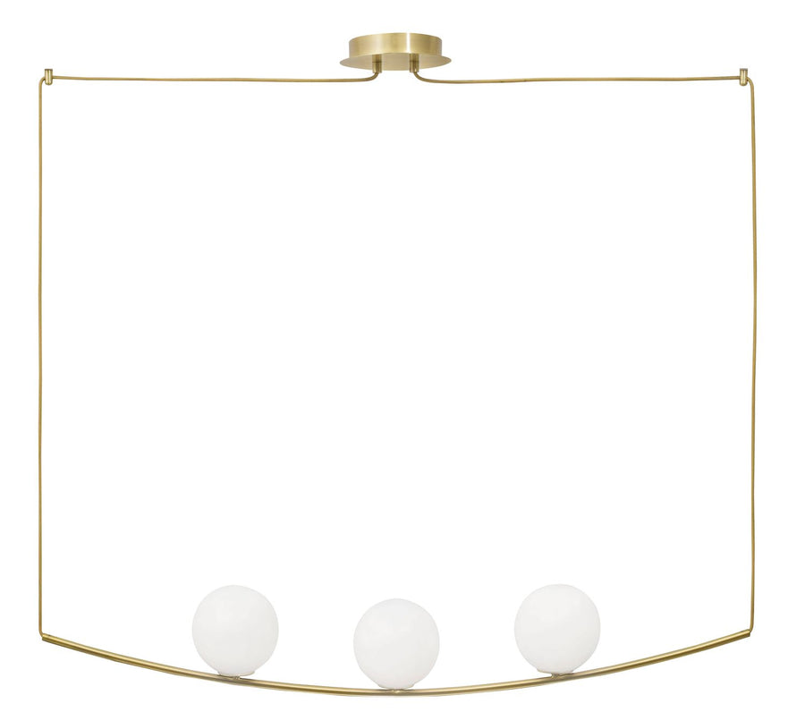 Suspension Vitton 3 lumières dorée, verre