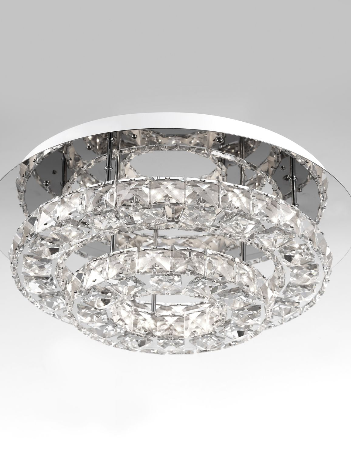 Plafonnier Quentin chromé, cristal, Ø 40 cm