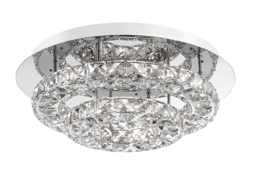 Plafonnier Quentin chromé, cristal, Ø 40 cm