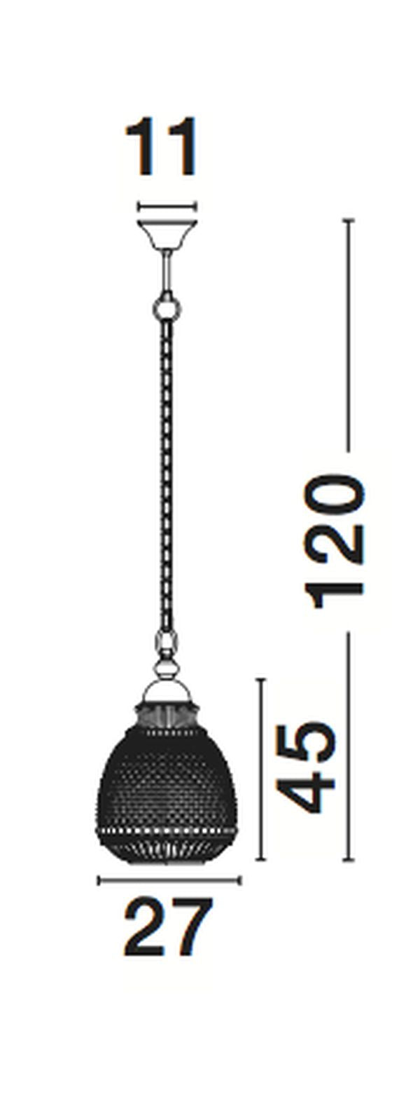 Schéma de dimensions de la suspension avec hauteur et largeur
