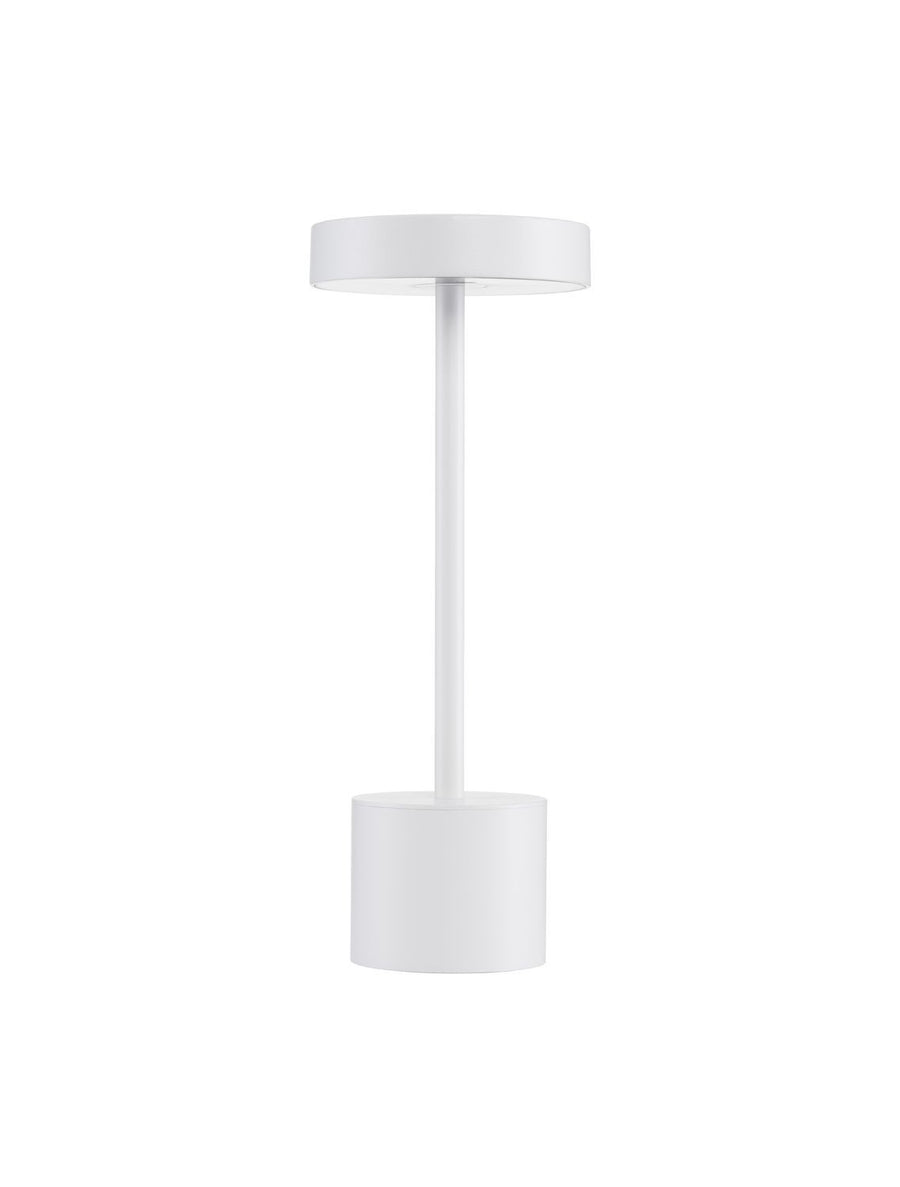 Produit de face sur fond blanc, silhouette complète du luminaire blanc