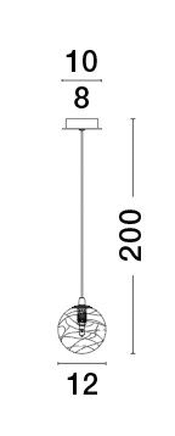 Schéma de dimensions du luminaire avec hauteur totale et diamètre du globe.