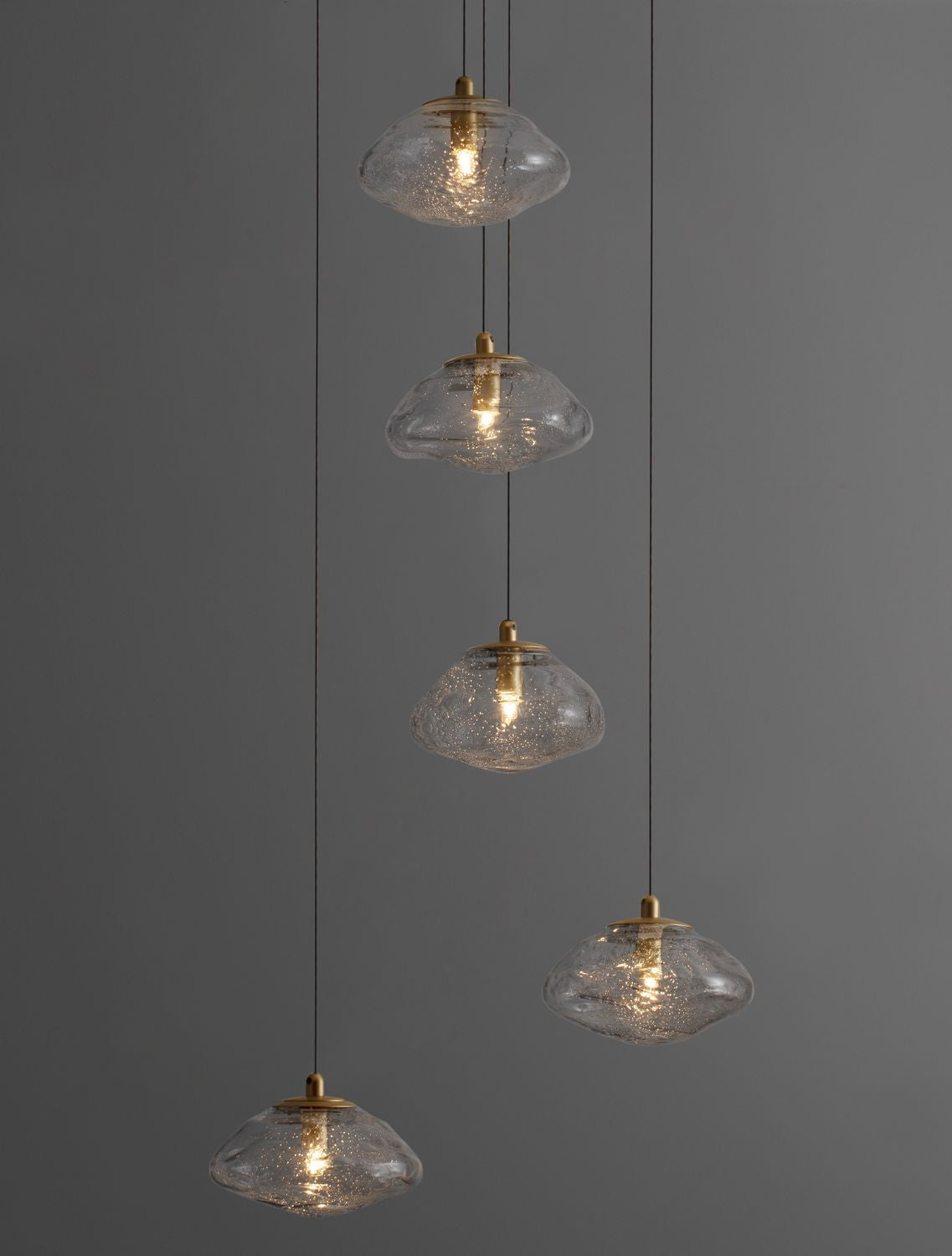Suspension King 5 lumières dorée, verre (9006049)
