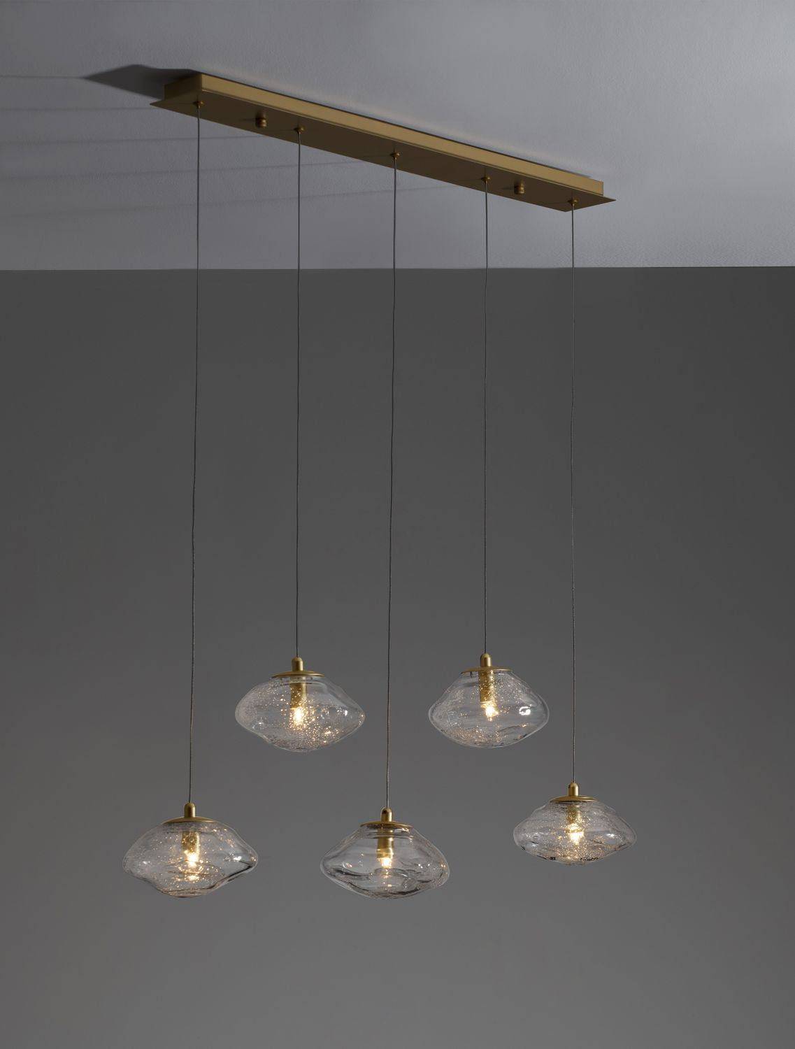 Suspension King 5 lumières dorée, verre (9006050)