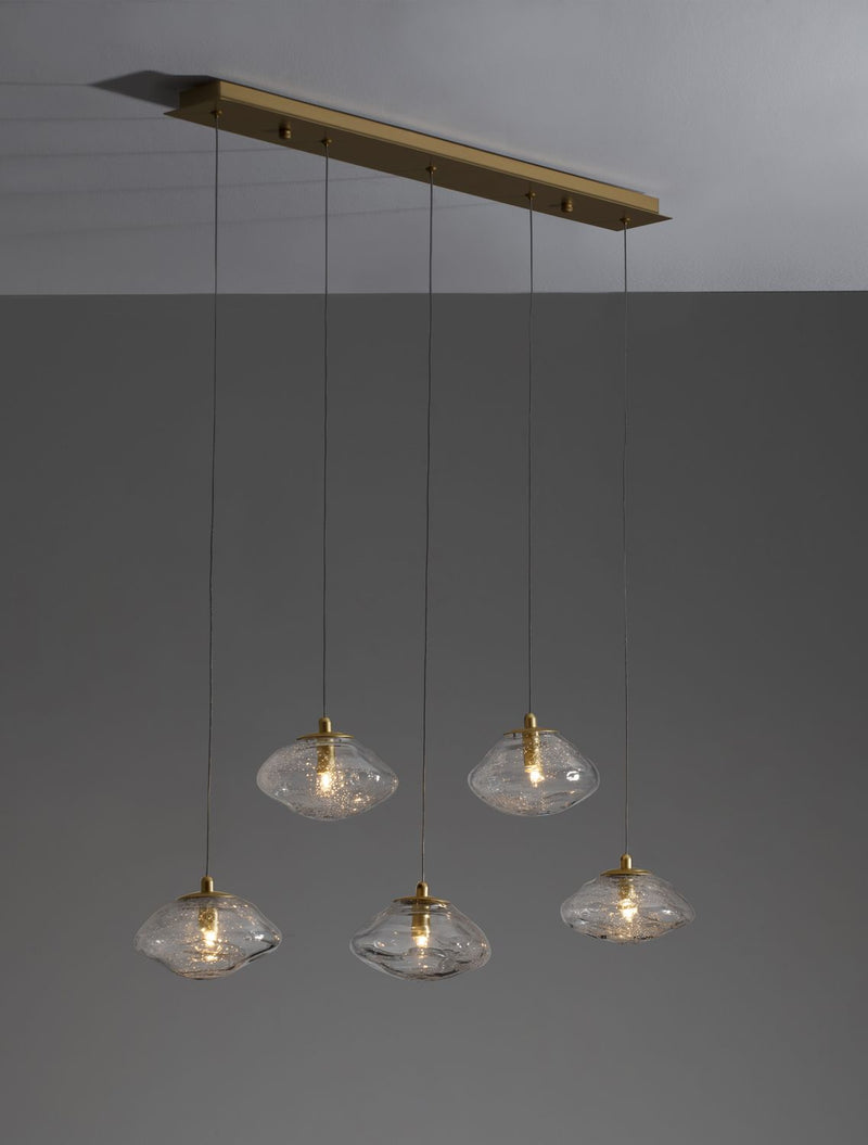 Suspension King 5 lumières dorée, verre (9006050)