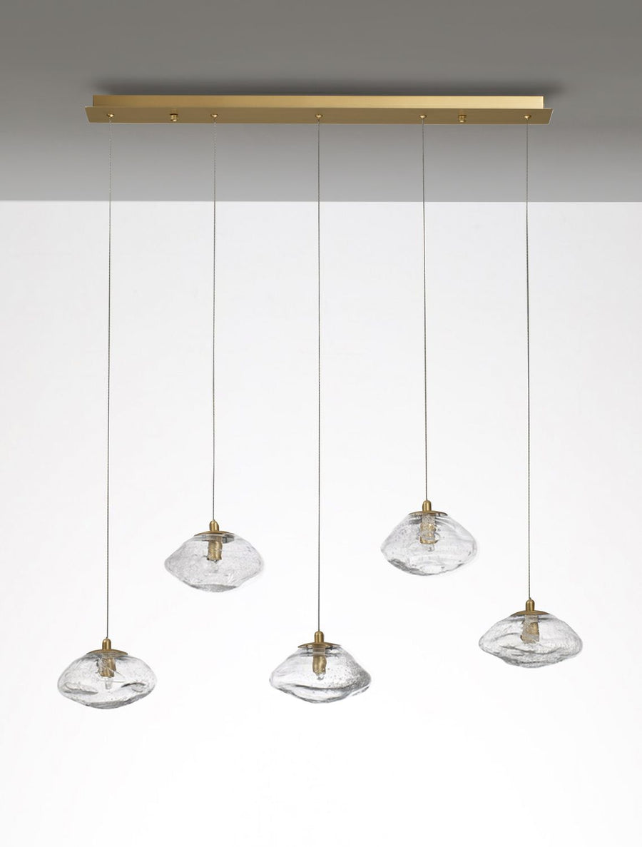 Suspension King 5 lumières dorée, verre (9006050)