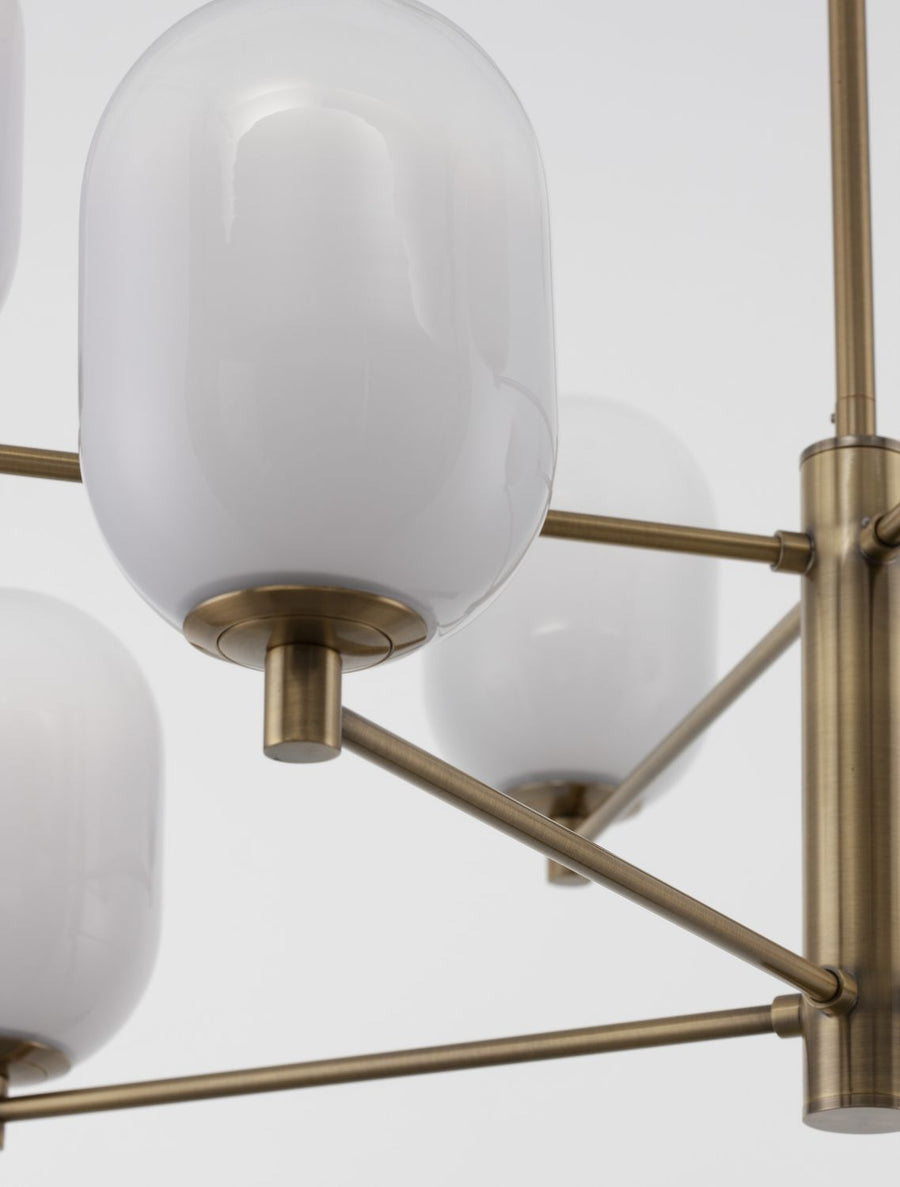 Suspension Balor 8 lumières dorée, verre