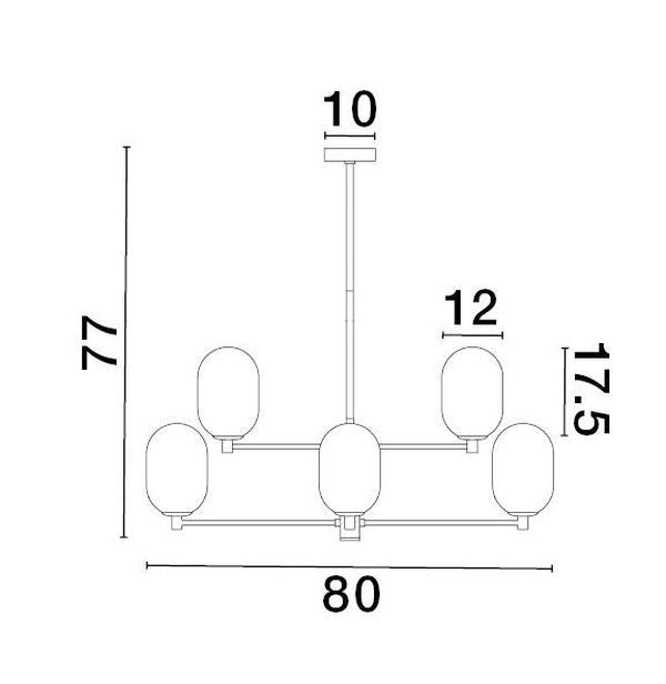 Suspension Balor 8 lumières dorée, verre