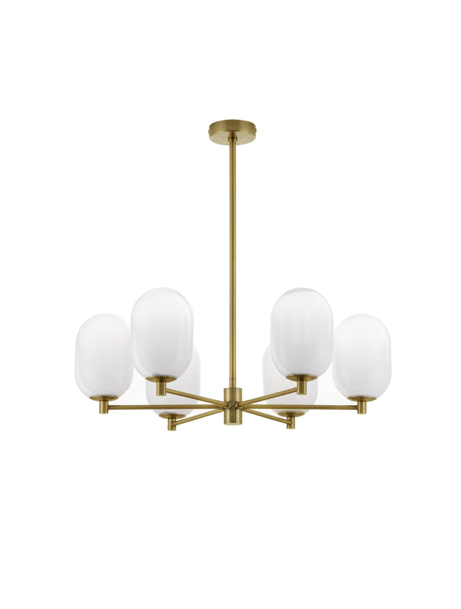 Suspension Balor 6 lumières dorée, verre