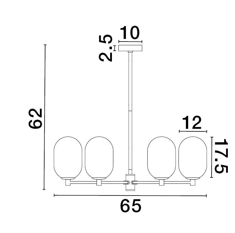 Suspension Balor 6 lumières dorée, verre