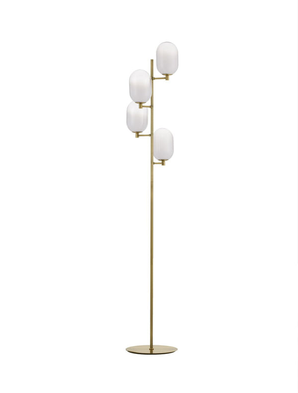 Lampadaire Balor 4 lumières doré, verre