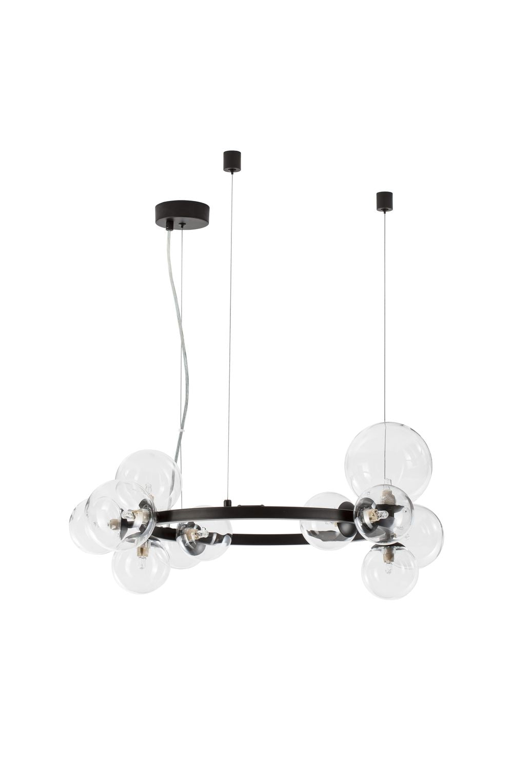 Suspension Odillia 11 lumières noire, verre (9009249)