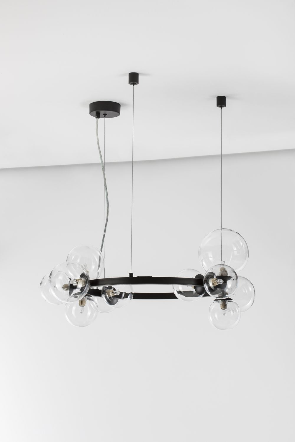 Suspension Odillia 11 lumières noire, verre (9009249)