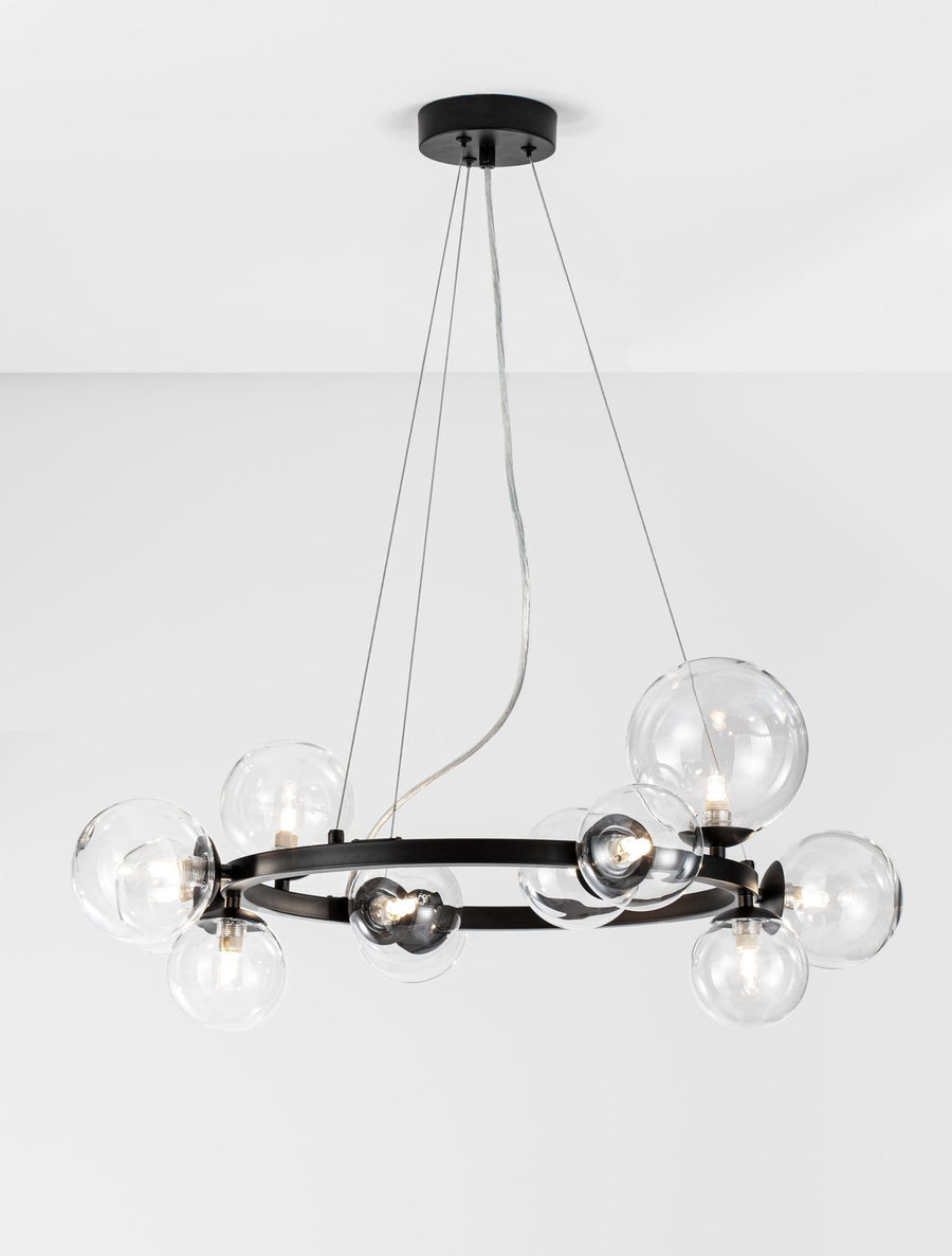 Suspension Odillia 11 lumières noire, verre (9009249)