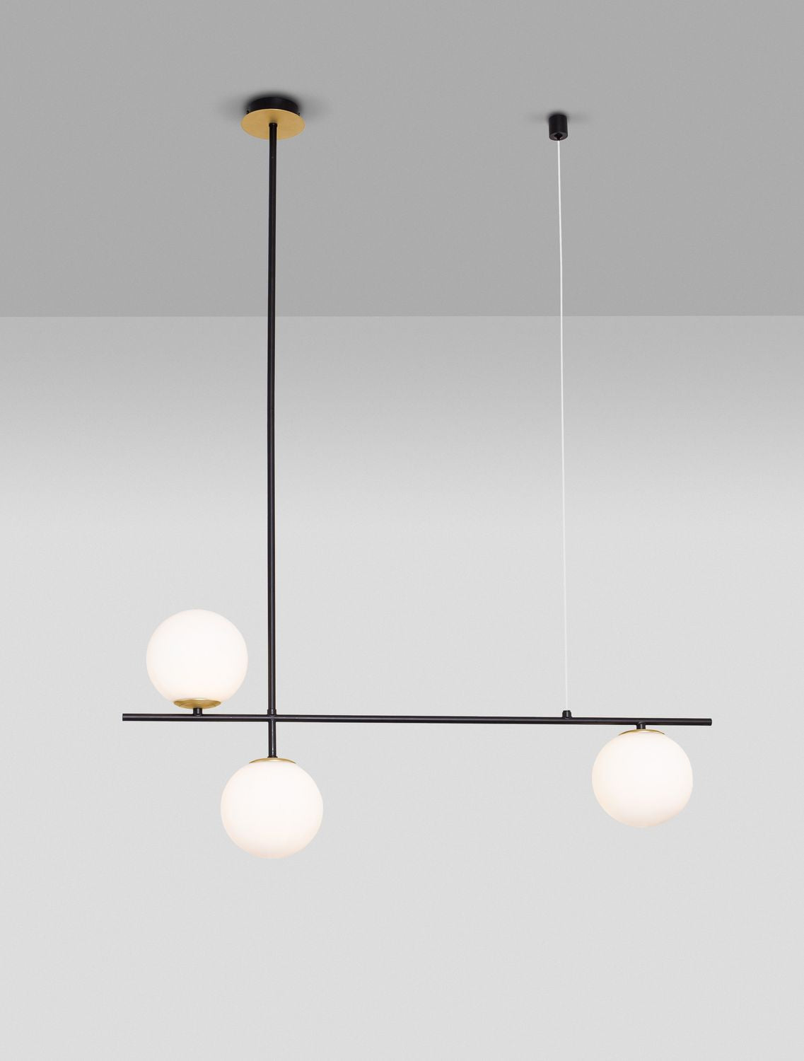 Suspension GIT 2 lumières dorée, verre