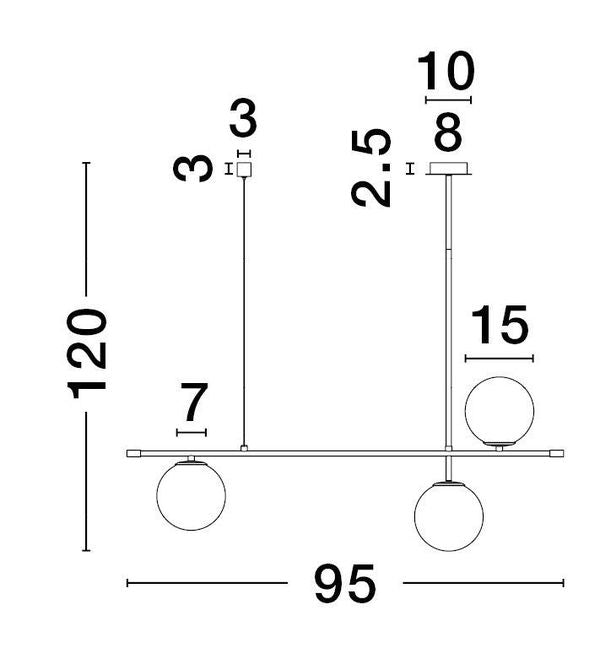 Suspension GIT 2 lumières dorée, verre