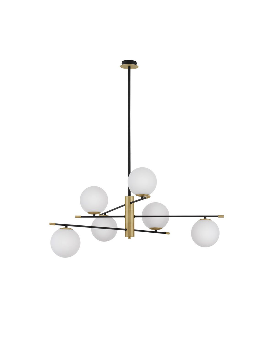 Suspension GIT 6 lumières dorée, verre