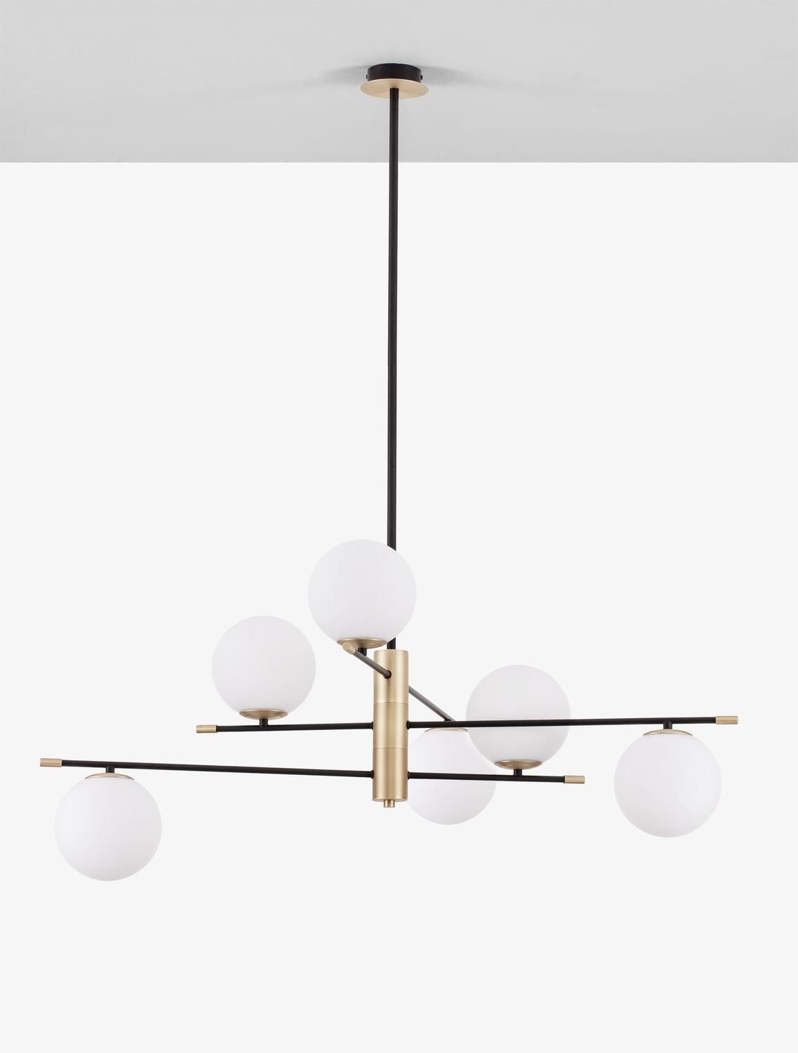 Suspension GIT 6 lumières dorée, verre