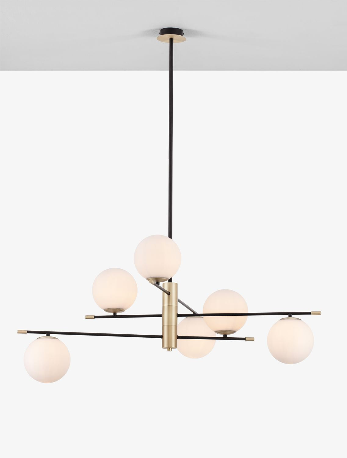 Suspension GIT 6 lumières dorée, verre