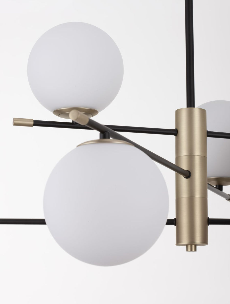 Suspension GIT 6 lumières dorée, verre