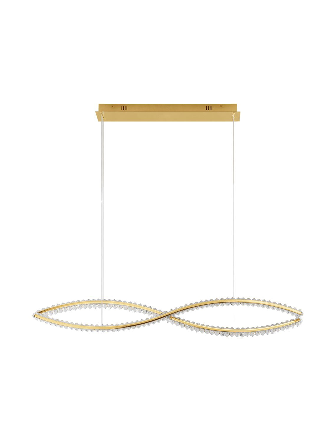 Suspension Aurelia dorée, cristal, H 150 cm (9019724)