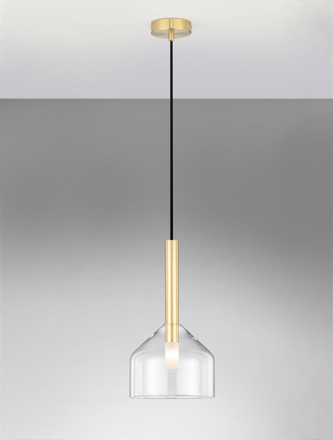 Suspension Amelia dorée, verre, H 190,5 cm (9028830)