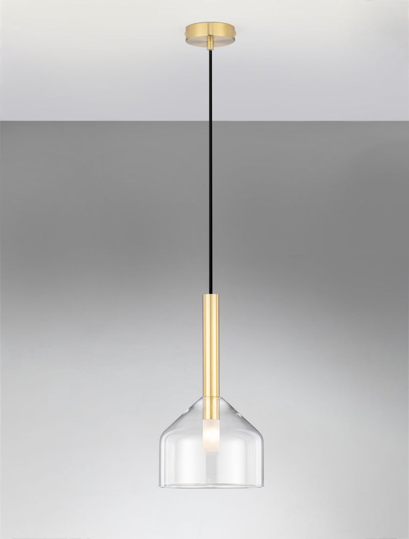 Suspension Amelia dorée, verre, H 190,5 cm (9028830)