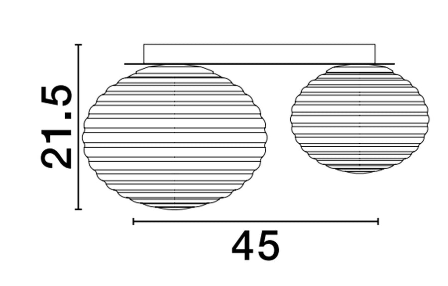 Plafonnier Allen 2 lumières doré, verre