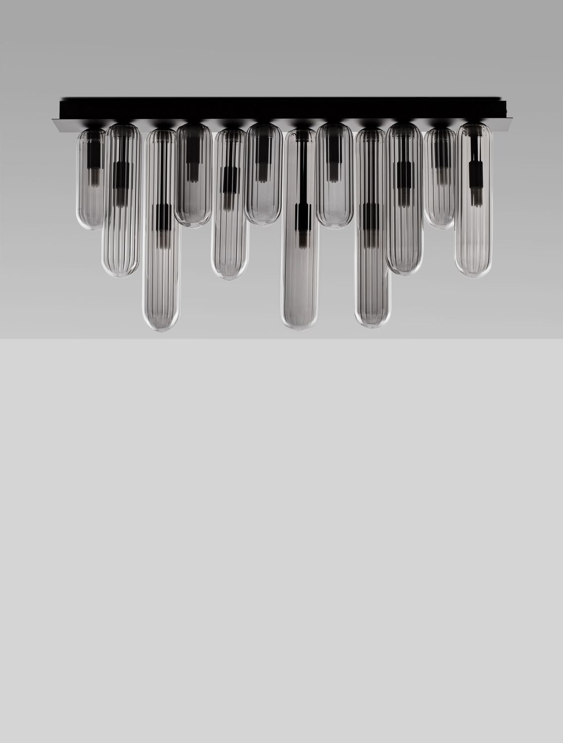 Plafonnier Gustave 12 lumières noir, verre