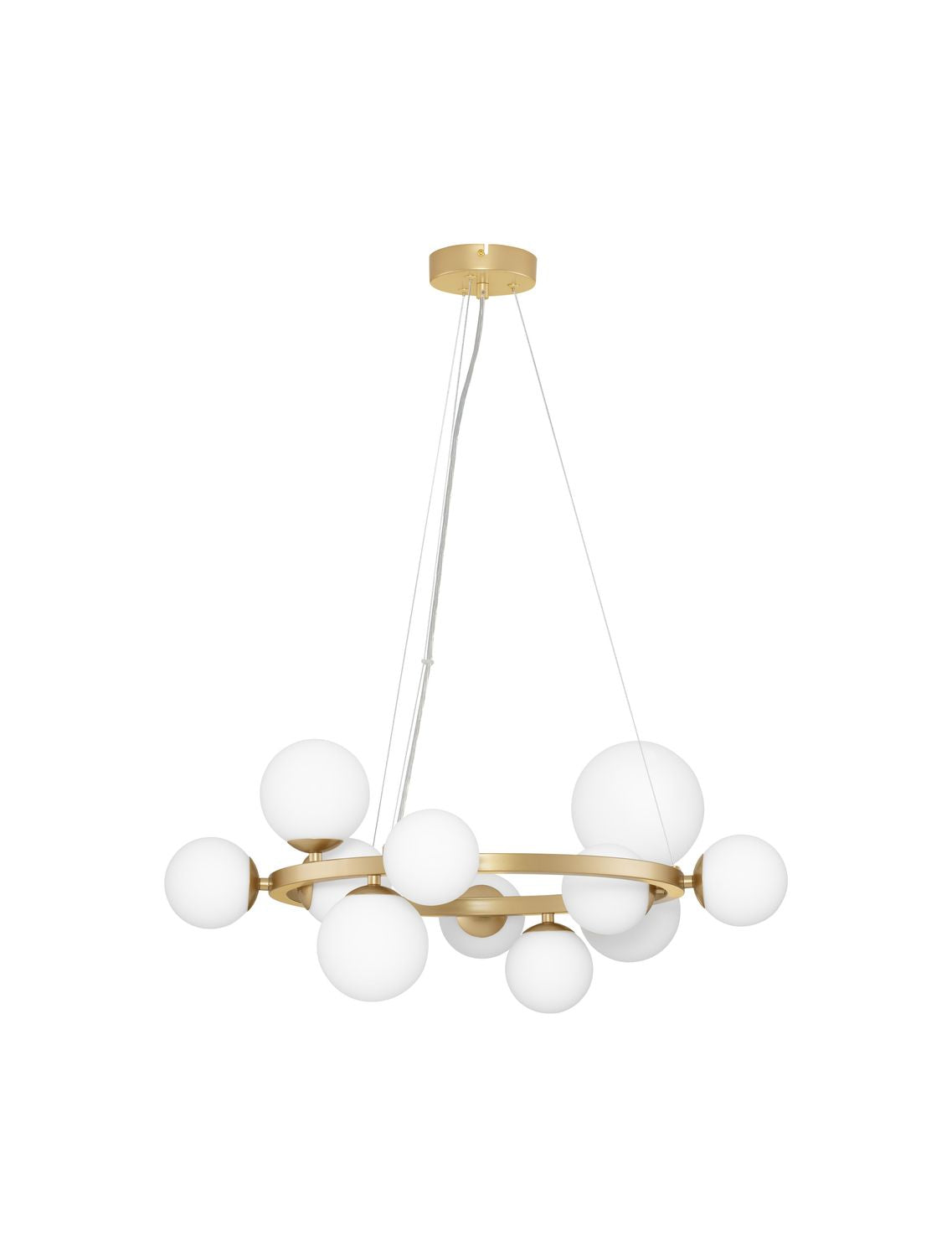 Vue produit détourée sur fond blanc, montrant l'ensemble du luminaire et ses câbles