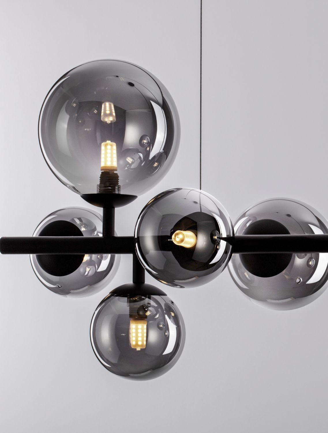 Suspension Odillia 7 lumières noire, verre (9028857)
