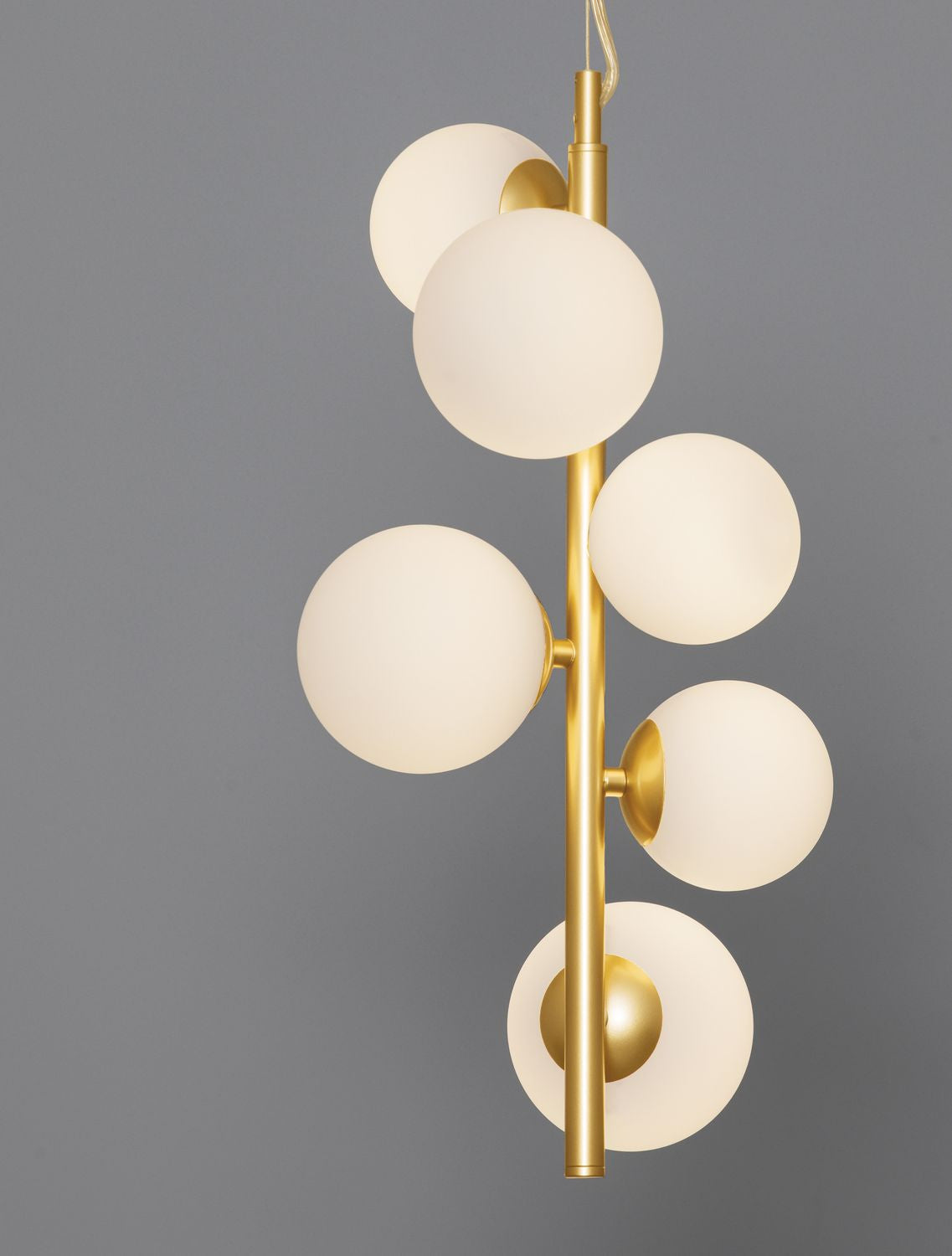 Suspension Odillia 6 lumières dorée, verre