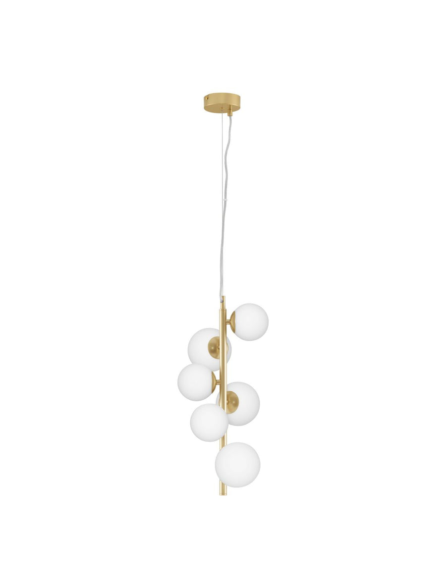 Suspension Odillia 6 lumières dorée, verre