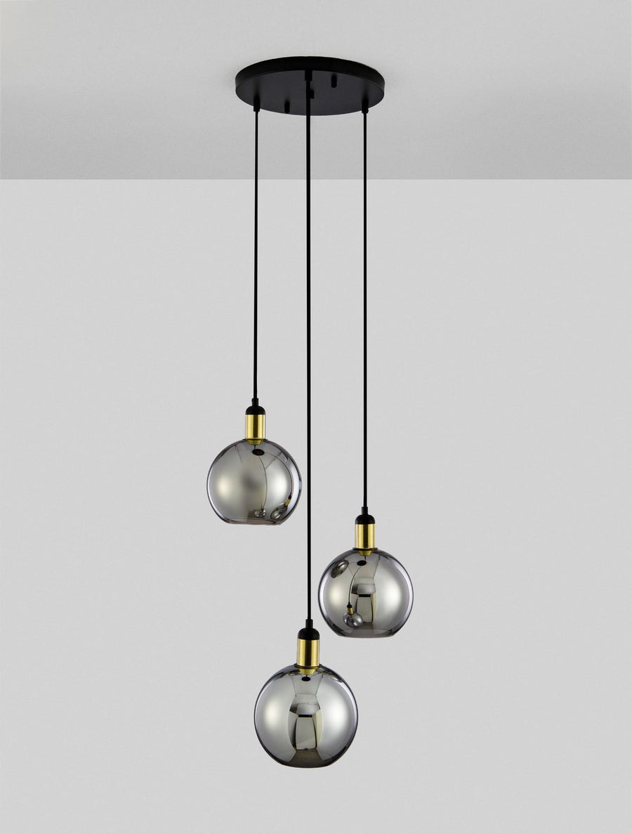 Suspension Mirro 3 lumières dorée, verre