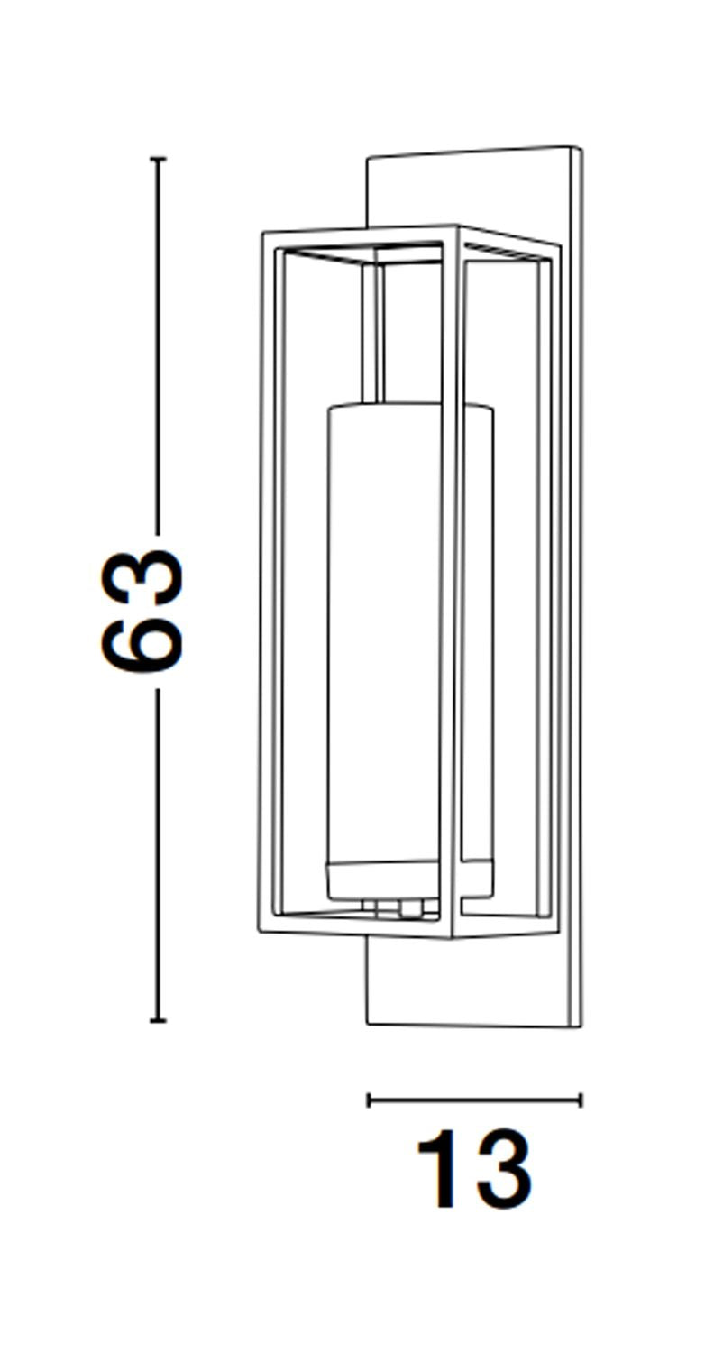 Schéma technique côté : hauteur 63 cm et largeur 13 cm.