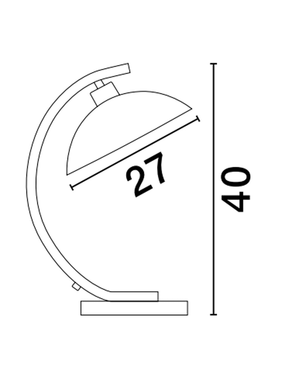 Schéma coté de la lampe à poser : hauteur 40 cm et largeur 27 cm.