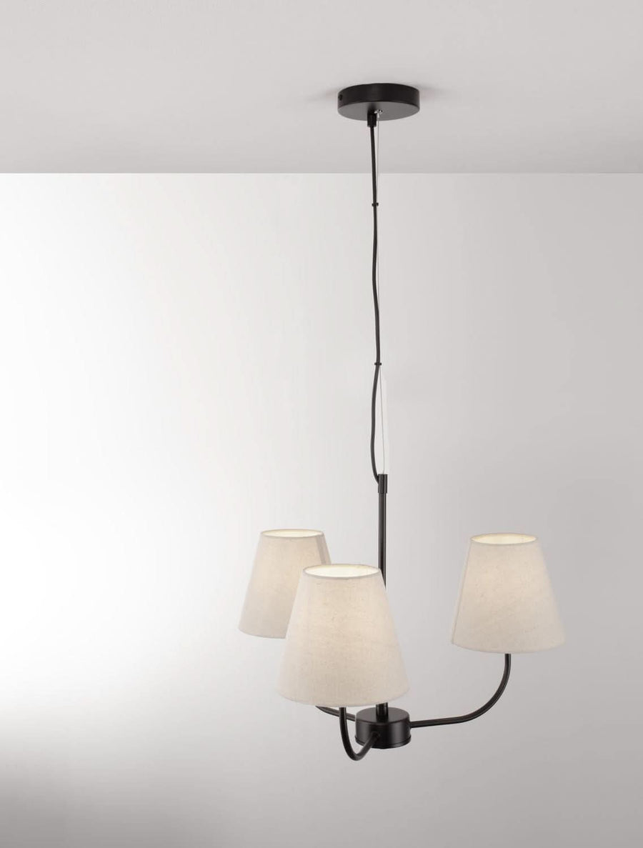 Suspension Moist 3 lumières noire, tissu