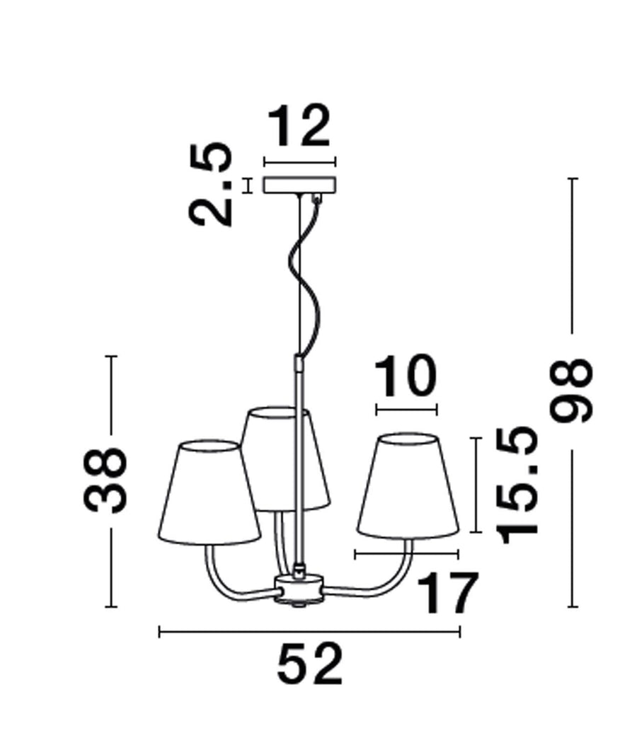 Suspension Moist 3 lumières noire, tissu