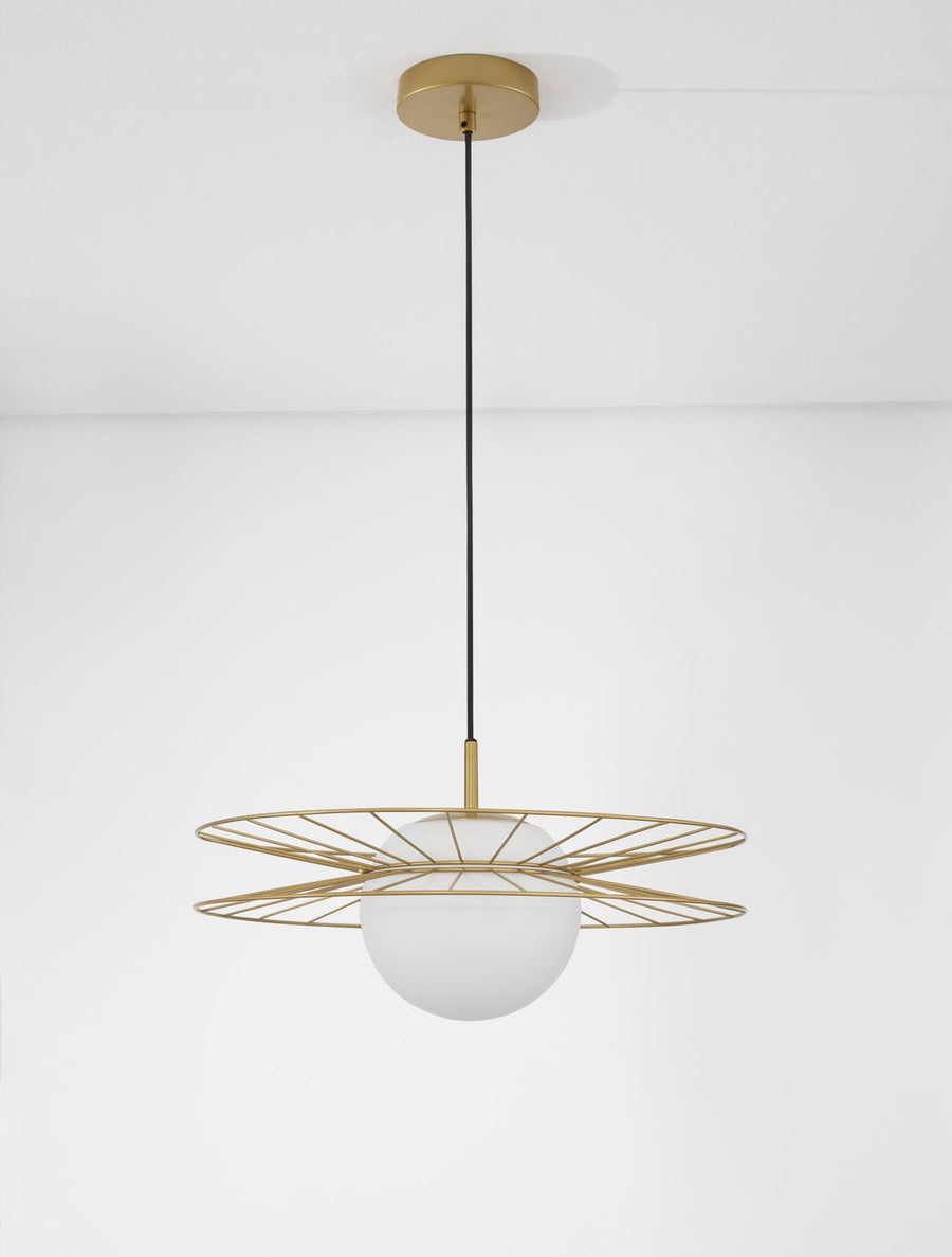 Suspension Ellery dorée, verre